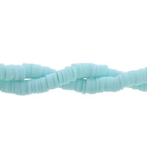 Cuentas arandalas Heishi de arcilla polimérica 5x1 mm Azul claro x39 cm