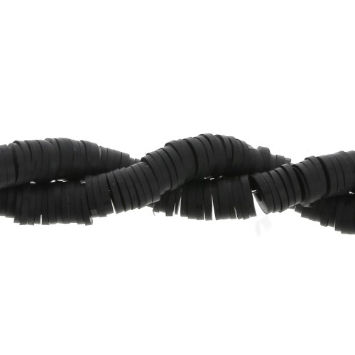 Cuentas arandalas Heishi de arcilla polimérica 6x1 mm Negro x45 cm