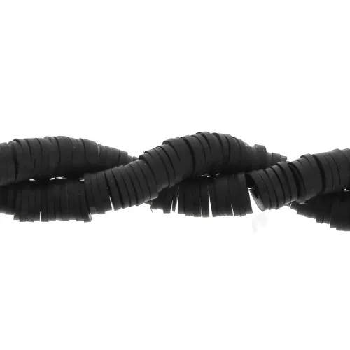 Cuentas arandalas Heishi de arcilla polimérica 6x1 mm Negro x45 cm