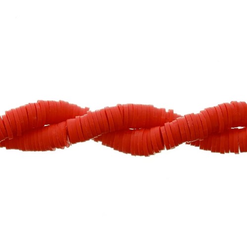 Cuentas arandalas Heishi de arcilla polimérica 6x1 mm Rojo x39 cm