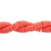 Cuentas arandalas Heishi 6x1 mm Rojo coral x45 cm