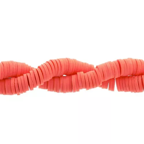 Cuentas arandalas Heishi 6x1 mm Rojo coral x45 cm