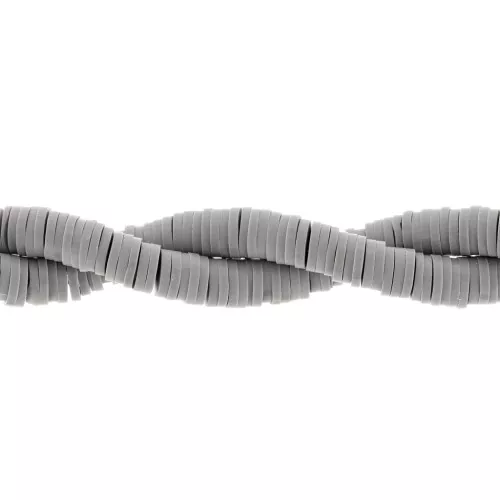 Cuentas arandalas Heishi de arcilla polimérica 6x1 mm Gris claro x43 cm