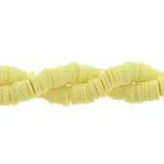 Cuentas arandalas Heishi de arcilla polimérica 6x1 mm Amarillo claro x44 cm