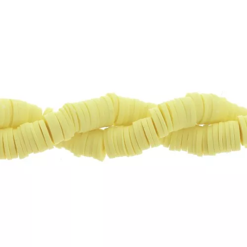 Cuentas arandalas Heishi de arcilla polimérica 6x1 mm Amarillo claro x44 cm