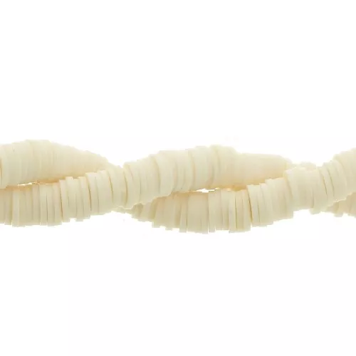 Cuentas arandalas Heishi de arcilla polimérica 6x1 mm Crema x45 cm