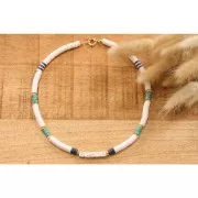 Cuentas arandalas Heishi de arcilla polimérica 6x1 mm Crema x45 cm