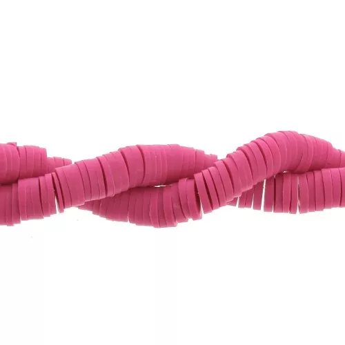 Cuentas arandalas Heishi 6x1 mm Rosa fucsia x44 cm