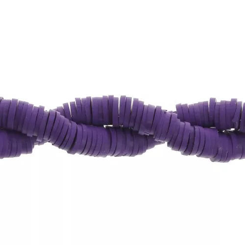 Cuentas arandalas Heishi de arcilla polimérica 6x1 mm Violeta x39 cm