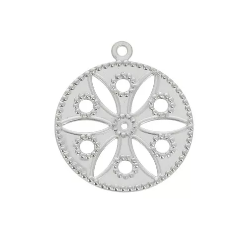 Estampa colgante - motivo flor - 19mm para hacer joyas - de Acero inox x1