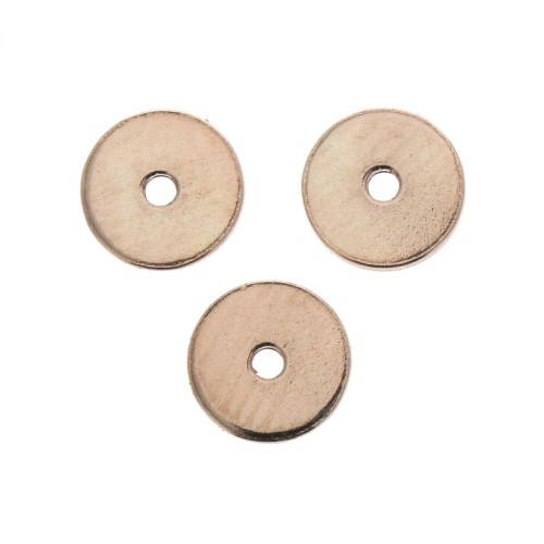 Discos planos perforados lisos de latón estilo Heishi 5 mm Dorado con oro rosa x10