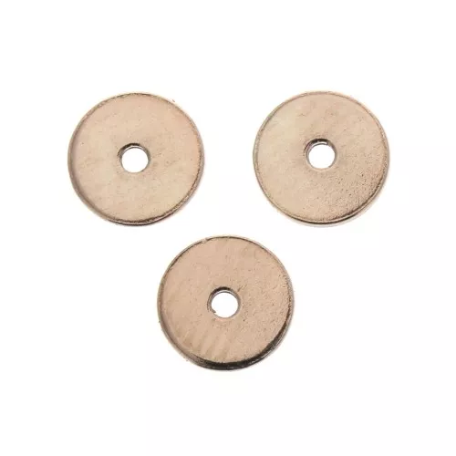 Discos planos perforados lisos de latón estilo Heishi 5 mm Dorado con oro rosa x10
