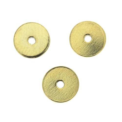 Discos planos perforados lisos de latón estilo Heishi 5 mm Dorado con oro fino x10
