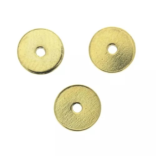 Discos planos perforados lisos de latón estilo Heishi 5 mm Dorado con oro fino x10
