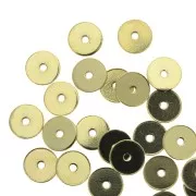 Discos planos perforados lisos de latón estilo Heishi 5 mm Dorado con oro fino x10