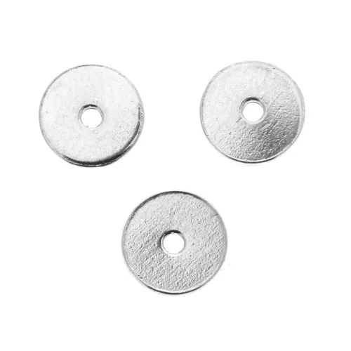 Discos planos perforados lisos de latón estilo Heishi 5 mm chapado en plata fina x10