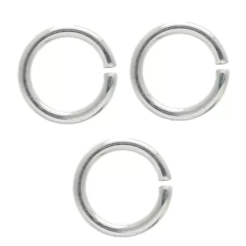 Anillas abiertas 7x1 mm Fabricación Europea - chapado en plata fina x50