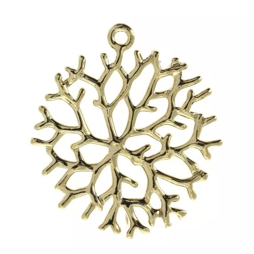 Entrepieza coral 24x21 mm para hacer joyas DIY - Dorado con oro fino x1