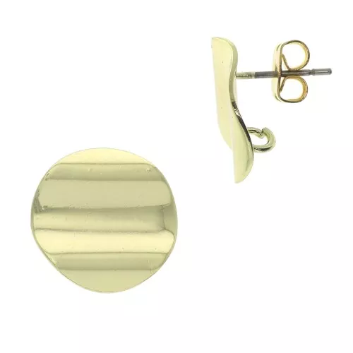 Ganchos para Pendientes redondos martillados con anilla 15 mm - Dorado con oro fino x2