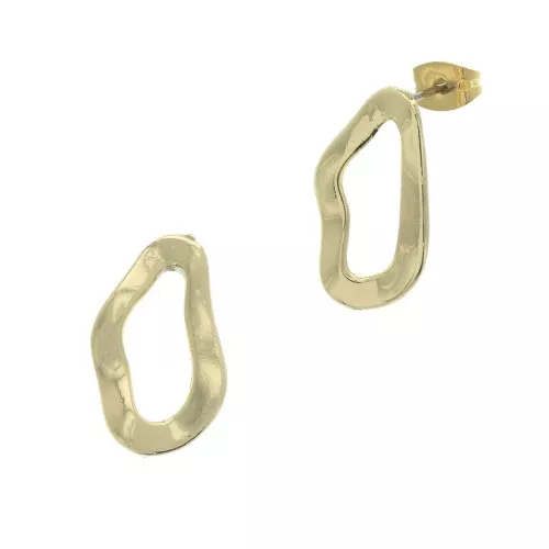 Ganchos para Pendientes ovalados martillados a decorar zamac 20x12 mm - Dorado con oro fino x2