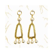 Ganchos para Pendientes redondos con cuenta nacarada de zamac 10 mm - Dorado con oro fino x2