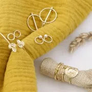 Ganchos para Pendientes redondos con cuenta nacarada de zamac 10 mm - Dorado con oro fino x2