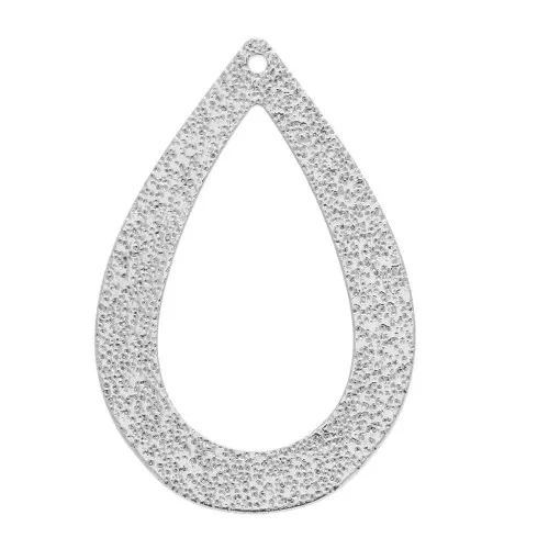 Dije gota martillado calado para hacer joyas  36x23mm Rodiado x1