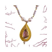 Dije gota martillado calado para hacer joyas  36x23mm Rodiado x1