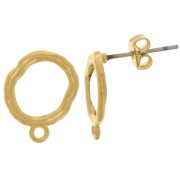 Pendientes redondos irregulares martillados 14x11mm Dorados con oro fino x2|raw }}