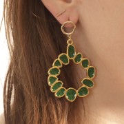 Pendientes redondos irregulares martillados 14x11mm Dorados con oro fino x2