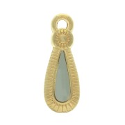 Colgante gota estilo étnico de zamac et resina epóxi 21x8 mm Dorado / Mint x1