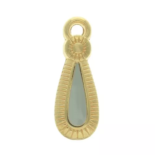 Colgante gota estilo étnico de zamac et resina epóxi 21x8 mm Dorado / Mint x1
