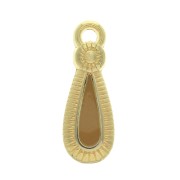 Colgante gota estilo étnico de zamac et resina epóxi 21x8 mm Dorado / Ocre x1|raw }}