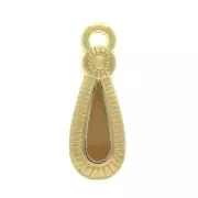Colgante gota estilo étnico de zamac et resina epóxi 21x8 mm Dorado / Ocre x1