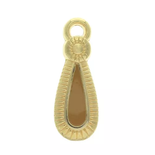 Colgante gota estilo étnico de zamac et resina epóxi 21x8 mm Dorado / Ocre x1