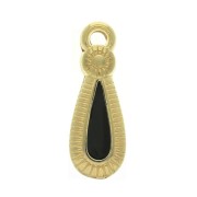 Colgante gota estilo étnico de zamac et resina epóxi 21x8 mm Dorado / Negro x1|raw }}