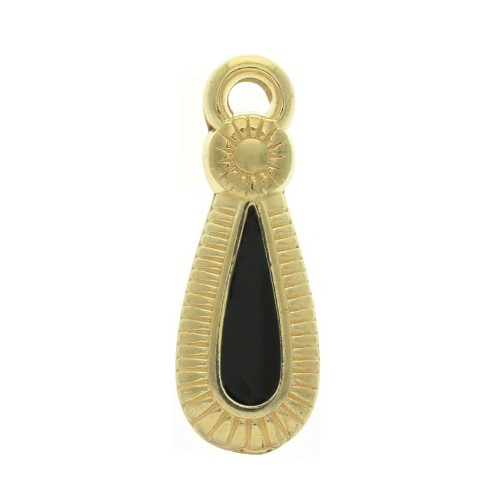Colgante gota estilo étnico de zamac et resina epóxi 21x8 mm Dorado / Negro x1