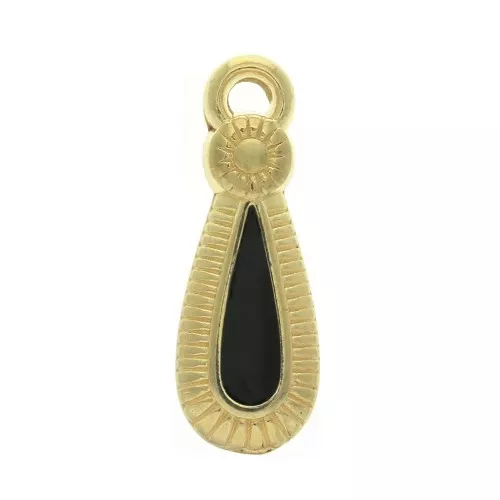 Colgante gota estilo étnico de zamac et resina epóxi 21x8 mm Dorado / Negro x1