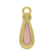 Colgante gota estilo étnico de zamac et resina epóxi 21x8 mm Dorado / Rosa x1|raw }}