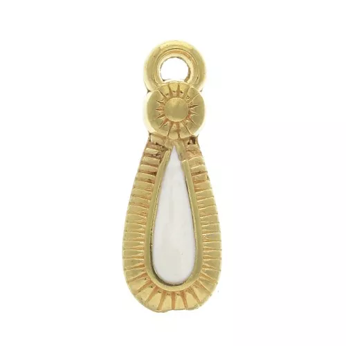 Colgante gota estilo étnico de zamac et resina epóxi 21x8 mm Dorado / Marfil x1
