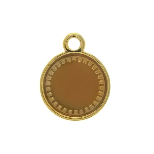 Colgante redondo de zamac y de resina epóxi 15x12 mm Dorado / Ocre x1