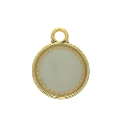 Colgante redondo de zamac y de resina epóxi 15x12 mm Dorado / Mint x1
