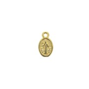 Dije medallón ovalado símbolos religiosos cruz y jesús 13x8 mm - Dorado con oro fino x1