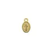 Dije medallón ovalado símbolos religiosos cruz y jesús 13x8 mm - Dorado con oro fino x1