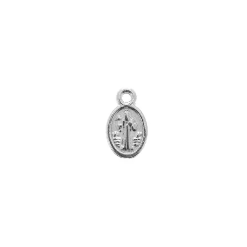 Colgante medallón símbolos religiosos cruz/jésus 13x8mm Chapado Plateado envejecid