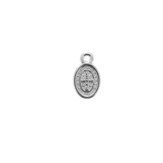 Colgante medallón símbolos religiosos cruz/jésus 13x8mm Chapado Plateado envejecid