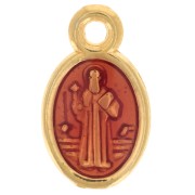 Dije símbolo religioso ovalado / Medalla 13mm - Resina epoxi naranja - Doréx1