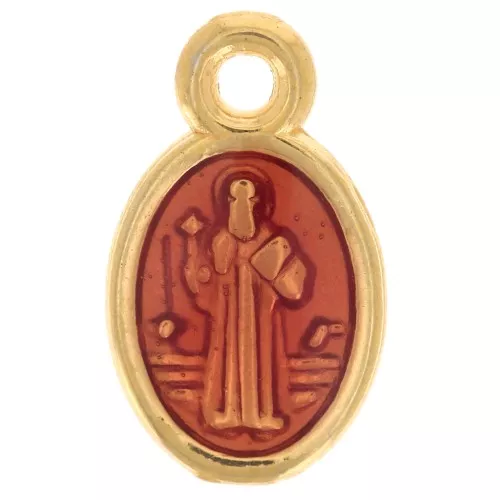 Dije símbolo religioso ovalado / Medalla 13mm - Resina epoxi naranja - Doréx1