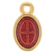 Dije símbolo religioso ovalado / Medalla 13mm - Resina epoxi naranja - Doréx1