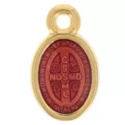 Dije símbolo religioso ovalado / Medalla 13mm - Resina epoxi naranja - Doréx1